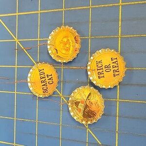 Halloween Bottle Cap Ornaments Set of 4